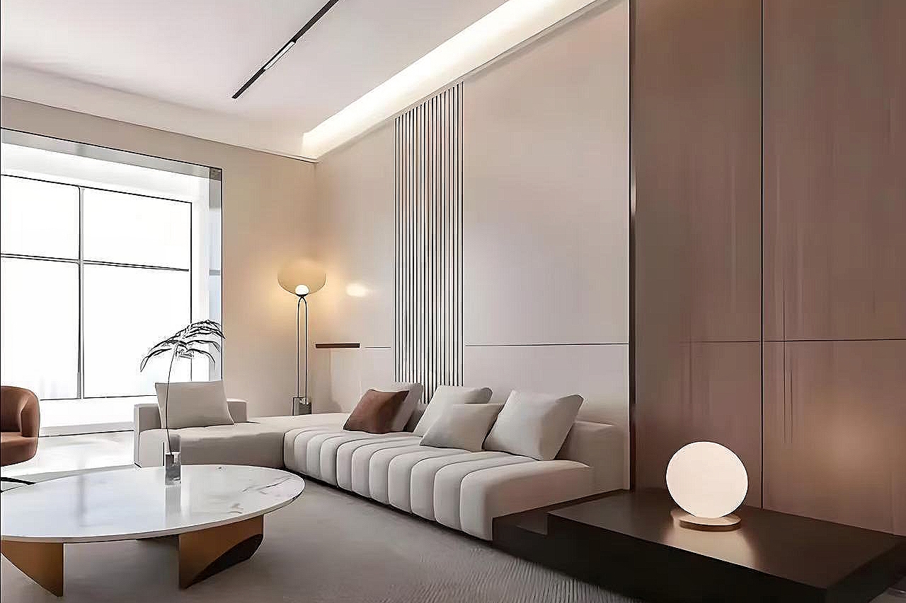 Commercial living space with elegant wall panel design