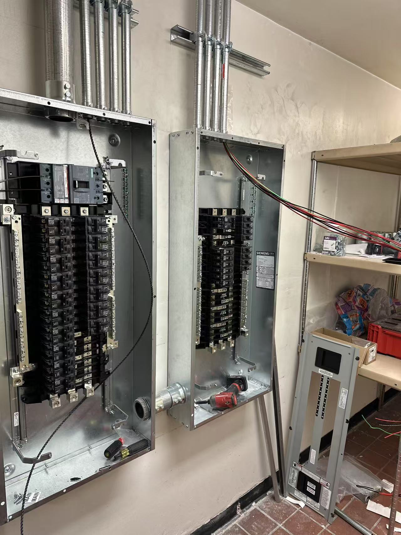 Water and electrical system installation during construction
